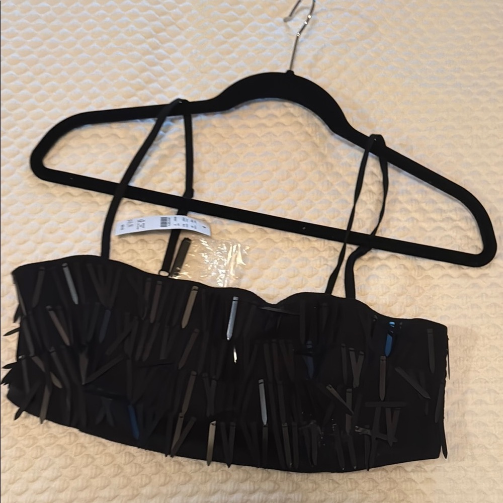 Black Crop Top with sequin detail